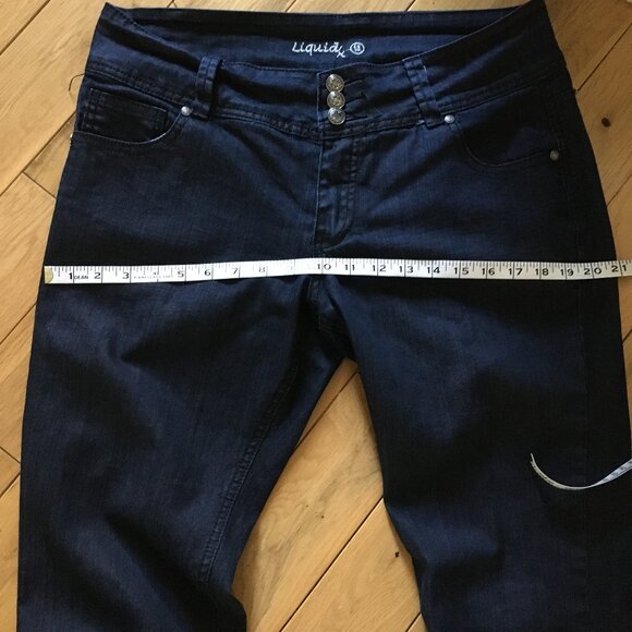 Y2K Liquid X Dark Dark Triple Button Denim Jeans - Picture 13 of 16